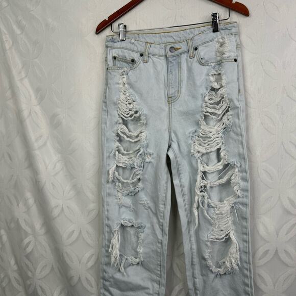 Carmar Emilia High Waist Distressed Light Blue Washed Cropped Jeans Size 28 - Picture 4 of 13